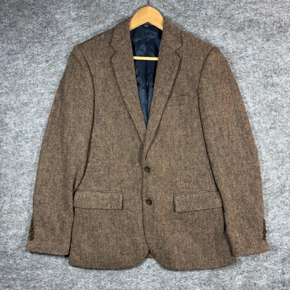 J. Crew Thompson Blazer Jacket Mens 36S Brown Herringbone Wool Blend Sport Coat